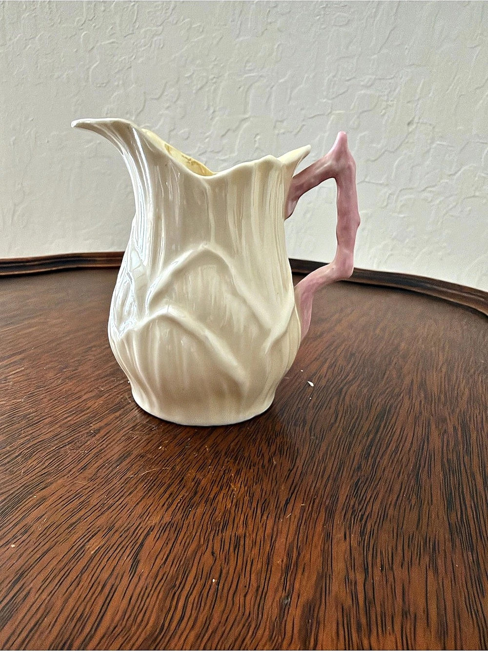 Belleek Shamrock Pitcher Cream & Pink